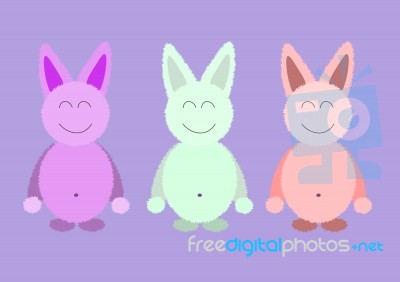 Cute Rabbit Sweet Color Set Stock Image