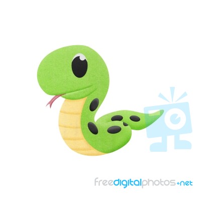 Cute Snake Is Reptile Animal Cartoon In The Zoo Of Paper Cut Stock Image