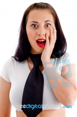 Cute Surprised Female Posing Stock Photo