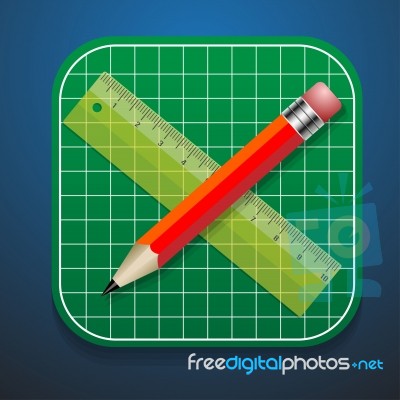 Cutting Mats Pencil And Ruler Icon Stock Image