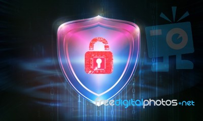 Cyber Security Concept. Closed Padlock On Digital Background Stock Image