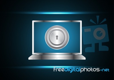 Cyber Security Keyhole Laptop Stock Image