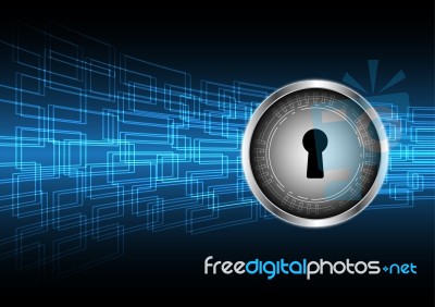 Cyber Security Keyhole Lock Circle Stock Image