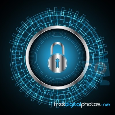 Cyber Security Lock Technology Circle Stock Image