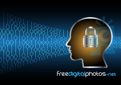 Cyber Security Master Key Lock Human Head Stock Image