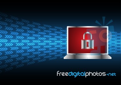 Cyber Security Master Key Lock Laptop Stock Image