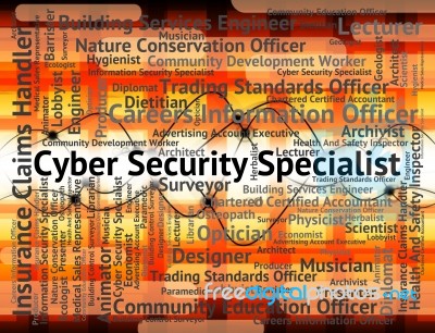 Cyber Security Specialist Shows World Wide Web And Employment Stock Image