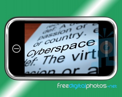 Cyberspace words On Mobile Stock Image