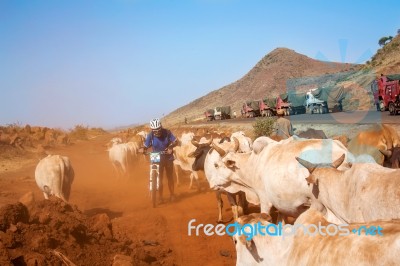 Cycling In Kenya Stock Photo