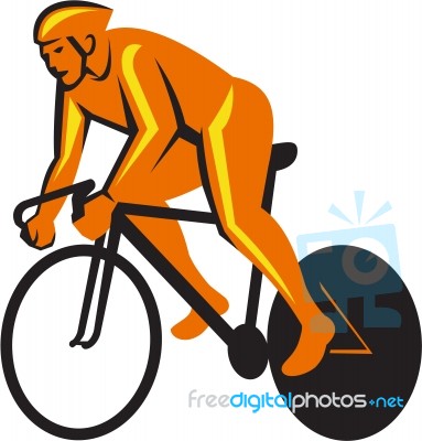 Cyclist Riding Cycling Racing Retro Stock Image