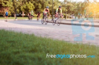 Cyclists At The Park Stock Photo