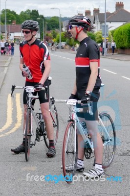 Cyclists Participating In The Velethon Cycling Event In Cardiff Stock Photo