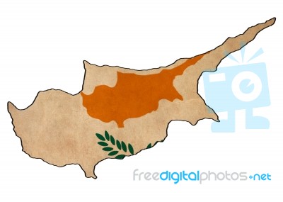 Cyprus Map On Cyprus Flag Drawing ,grunge And Retro Flag Series Stock Image