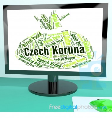 Czech Koruna Indicates Exchange Rate And Banknotes Stock Image