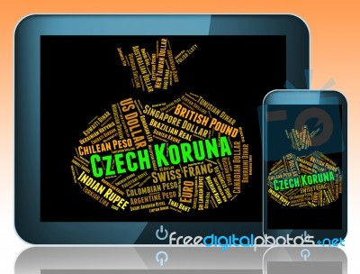 Czech Koruna Indicates Exchange Rate And Czk Stock Image