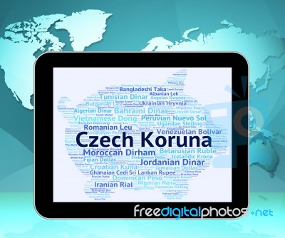 Czech Koruna Represents Exchange Rate And Coin Stock Image