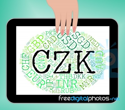 Czk Currency Indicates Worldwide Trading And Coinage Stock Image