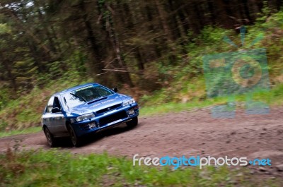 D. Creedon Driving Subaru Impreza Stock Photo