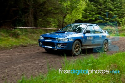 D. Creedon Driving Subaru Impreza Stock Photo