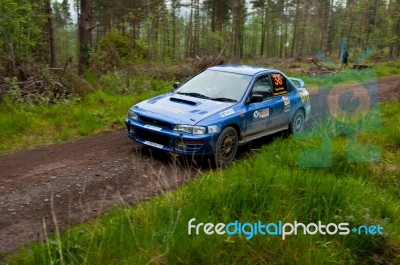 D. Creedon Driving Subaru Impreza Stock Photo