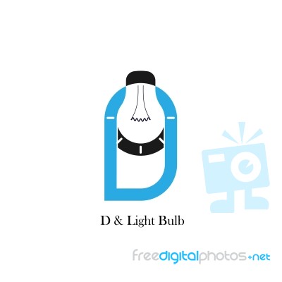 D-letter/alphabet Icon And Light Bulb Abstract Logo Design Stock Image