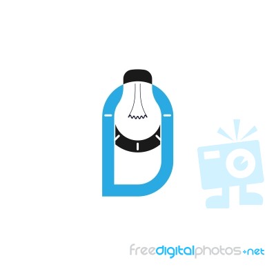 D-letter/alphabet Icon And Light Bulb Abstract Logo Design Template Stock Image