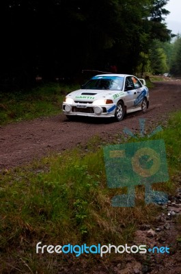 D. Smith Driving Mitsubishi Evo Stock Photo