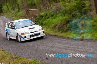 D. Smith Driving Mitsubishi Evo Stock Photo