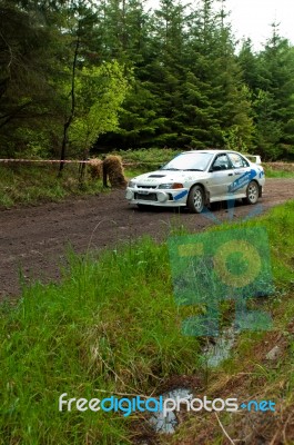 D. Smith Driving Mitsubishi Evo Stock Photo