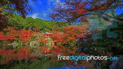 Daigo-ji Temple With Autumn Trees, Kyoto Stock Photo