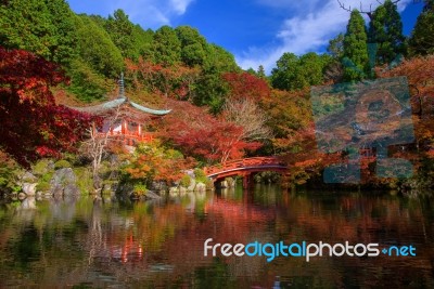 Daigoji Temple With Autumn Red Maple, Kyoto Stock Photo