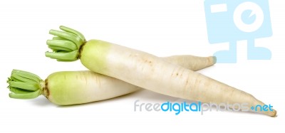 Daikon Radish Isolated On The White Background Stock Photo