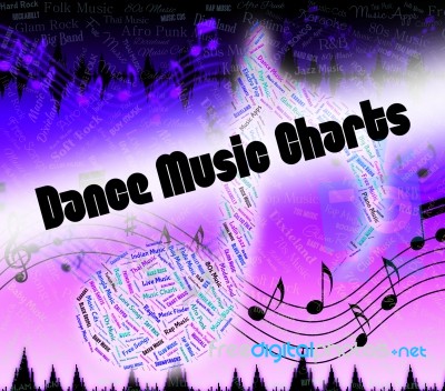 Dance Music Charts Means Sound Tracks And Disco Stock Image