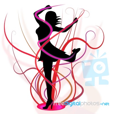 Dancing Aerobics Means Young Woman And Girl Stock Image