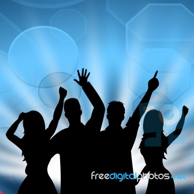 Dancing Party Indicates Disco Music And Celebrate Stock Image