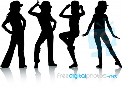 Dancing Silhouettes Children Stock Image