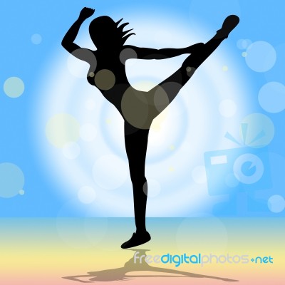 Dancing Yoga Shows Enlightenment Meditated And Calm Stock Image