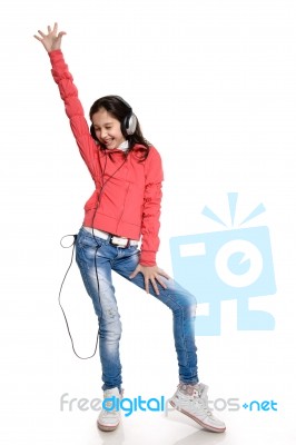 Dancing Youngster With Headphone Stock Photo