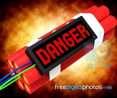 Danger Dynamite Sign Means Caution Or Dangerous Stock Image