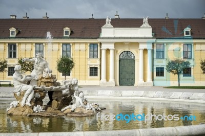 Danube, Inn, And Enns Statues At The Schonbrunn Palace In Vienna… Stock Photo