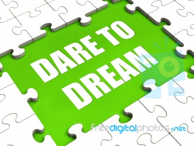 Dare To Dream Puzzle Shows Dreaming Hope And Imagination Stock Image