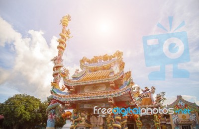 Dargon Statue On Shrine Roof ,dragon Statue On China Temple Roof As Asian Art Stock Photo