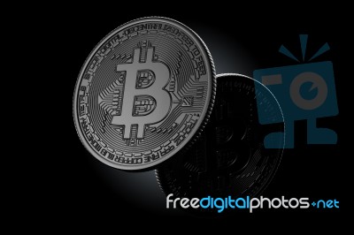 Dark Bitcoin Coins Stock Image