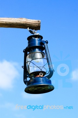 Dark Blue Lantern Stock Photo