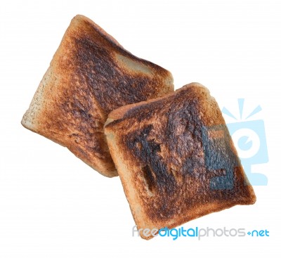 Dark Burned Sandwich Bread Isolated White Background Stock Photo