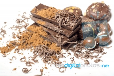 Dark Chocolate On The Table Stock Photo