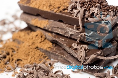 Dark Chocolate On The Table Stock Photo