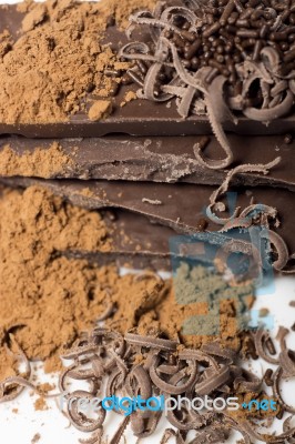 Dark Chocolate On The Table Stock Photo