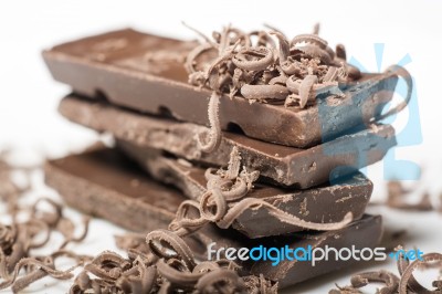 Dark Chocolate On The Table Stock Photo