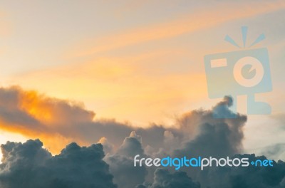 Dark Clouds And Dark Sky In Rainy Day, Cloudy And Stormy  Stock Photo